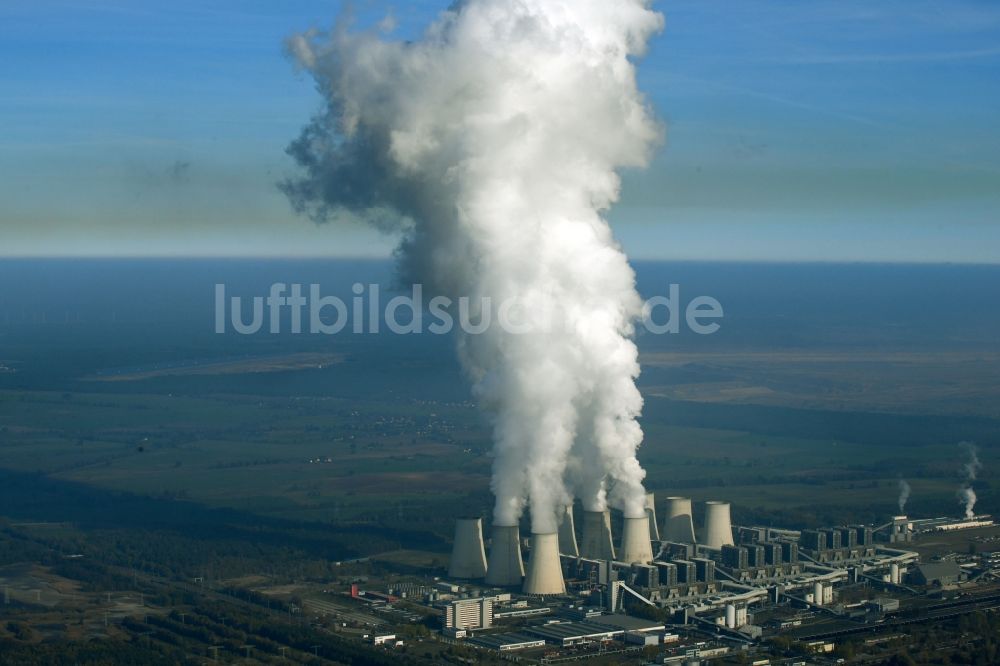 Jänschwalde von oben - Wärmekraftwerk Jänschwalde im Bundesland Brandenburg