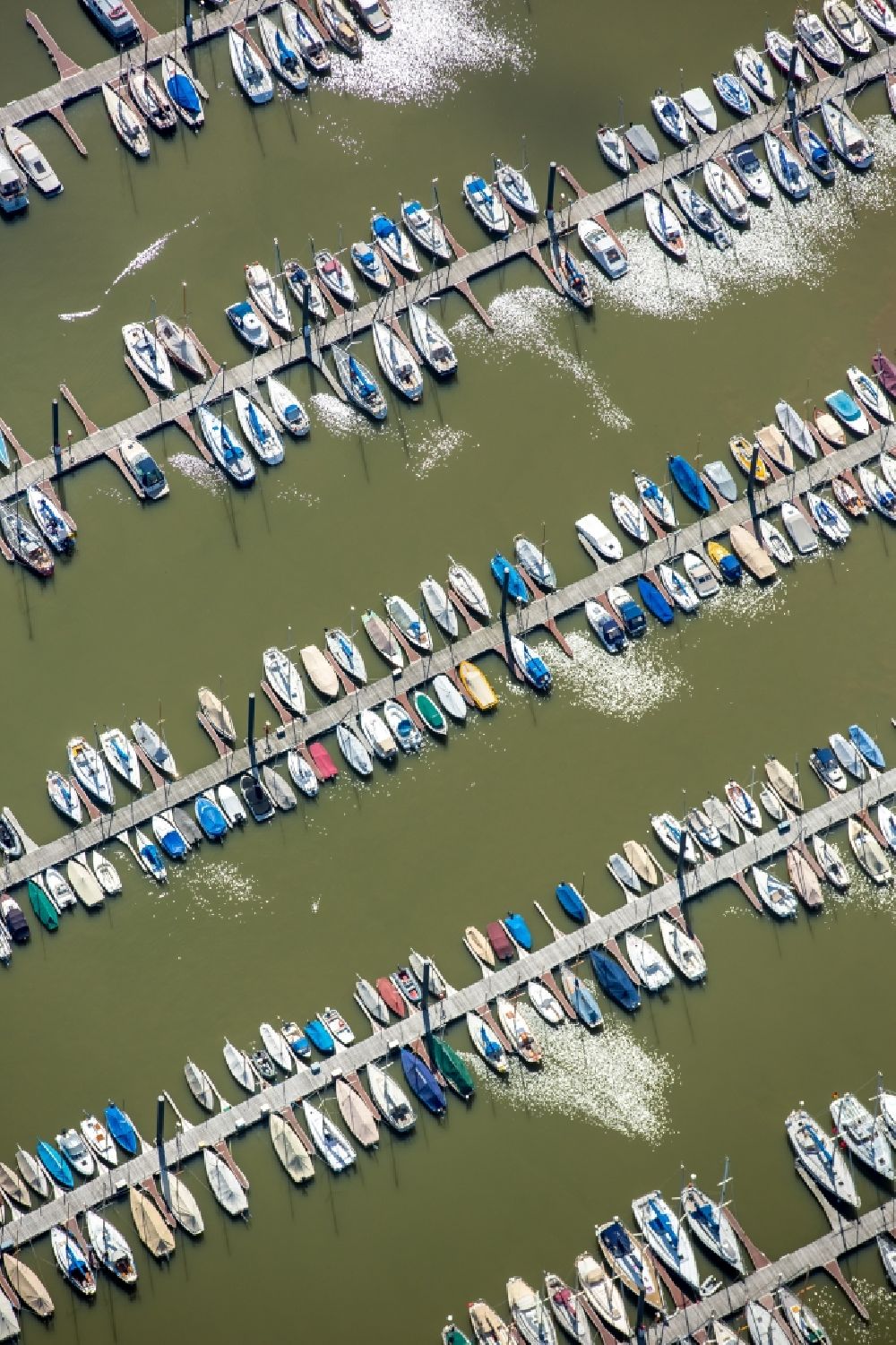 Luftbild Wedel - Yachthafen mit Sportboot- Anlegestellen und Bootsliegeplätzen am Uferbereich in Wedel im Bundesland Schleswig-Holstein