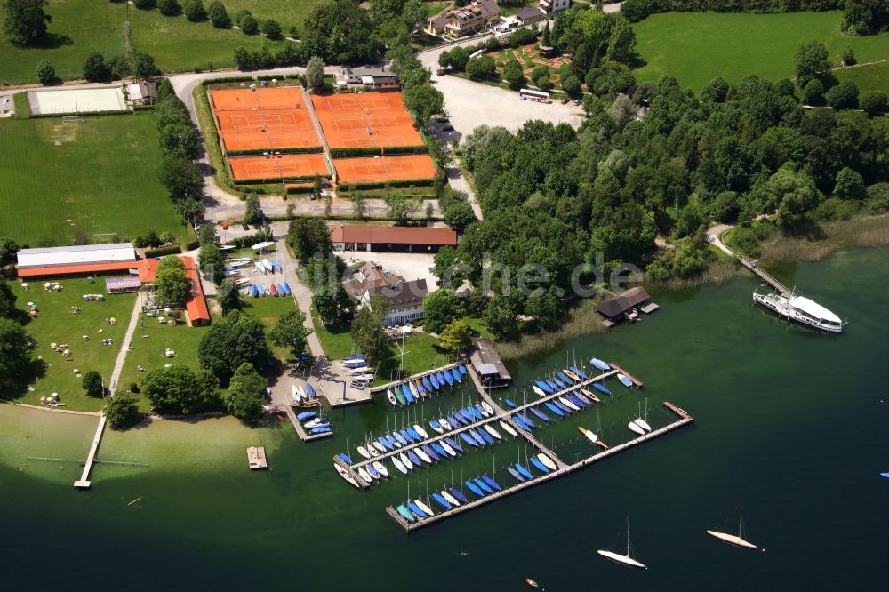 Luftbild Tutzing - Yachthafen am Uferbereich des Starnberger See im Ortsteil Unterzeismering in Tutzing im Bundesland Bayern, Deutschland