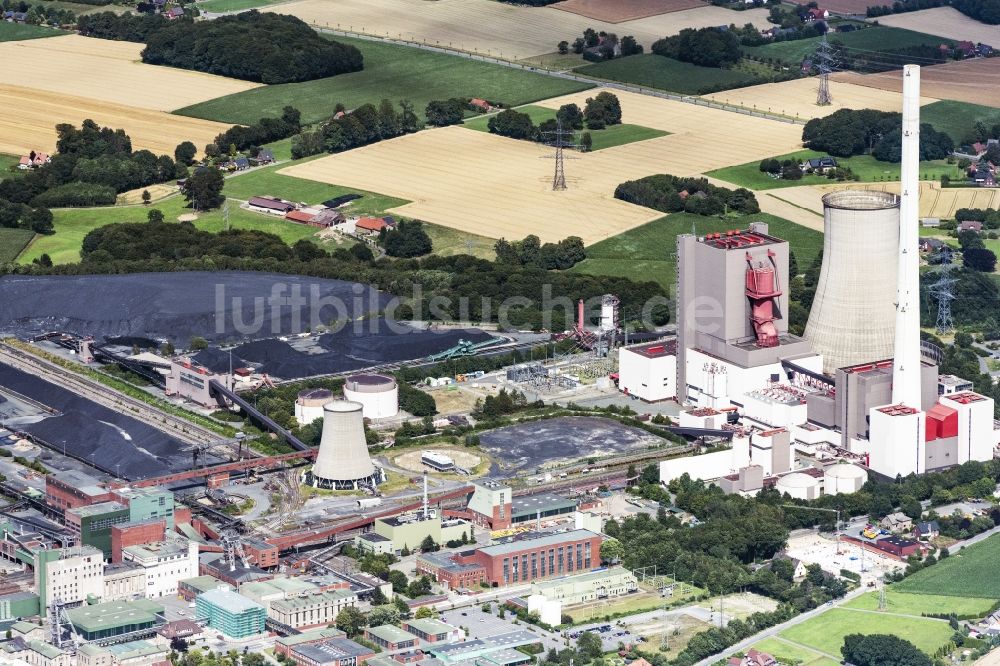 Luftaufnahme Ibbenbüren - Zeche Oeynhausen an den Kraftwerksanlagen des Heizkraftwerkes im Ortsteil Schafberg in Ibbenbüren im Bundesland Nordrhein-Westfalen, Deutschland