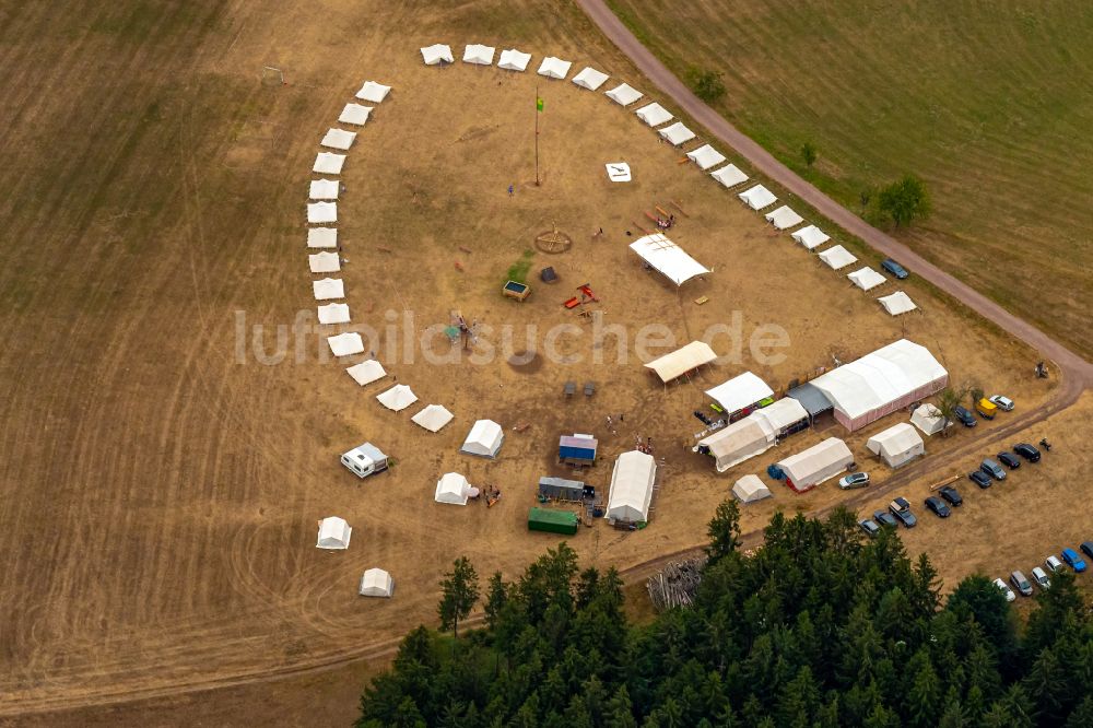 Luftaufnahme Katzenmoos - Zeltlager in Katzenmoos im Bundesland Baden-Württemberg, Deutschland