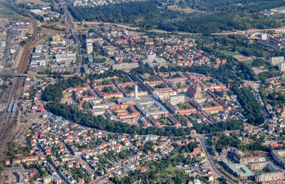Luftbild Neubrandenburg - Zentrum der Altstadt von Neubrandenburg im Bundesland Mecklenburg-Vorpommern