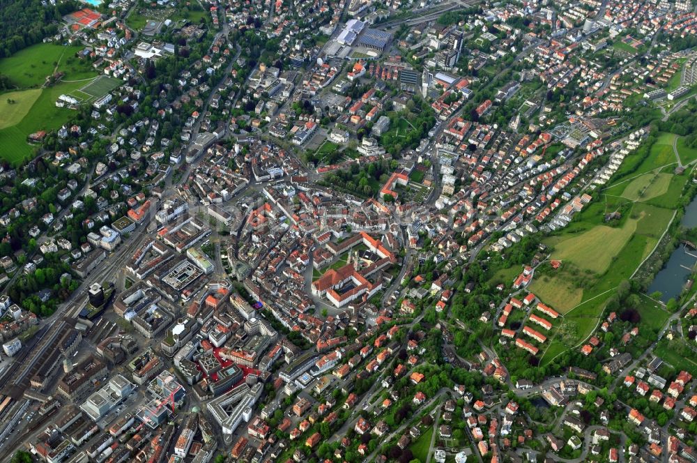 St. Gallen Sankt Gallen aus der Vogelperspektive: Zentrum der Innenstadt von St. Gallen in der Schweiz
