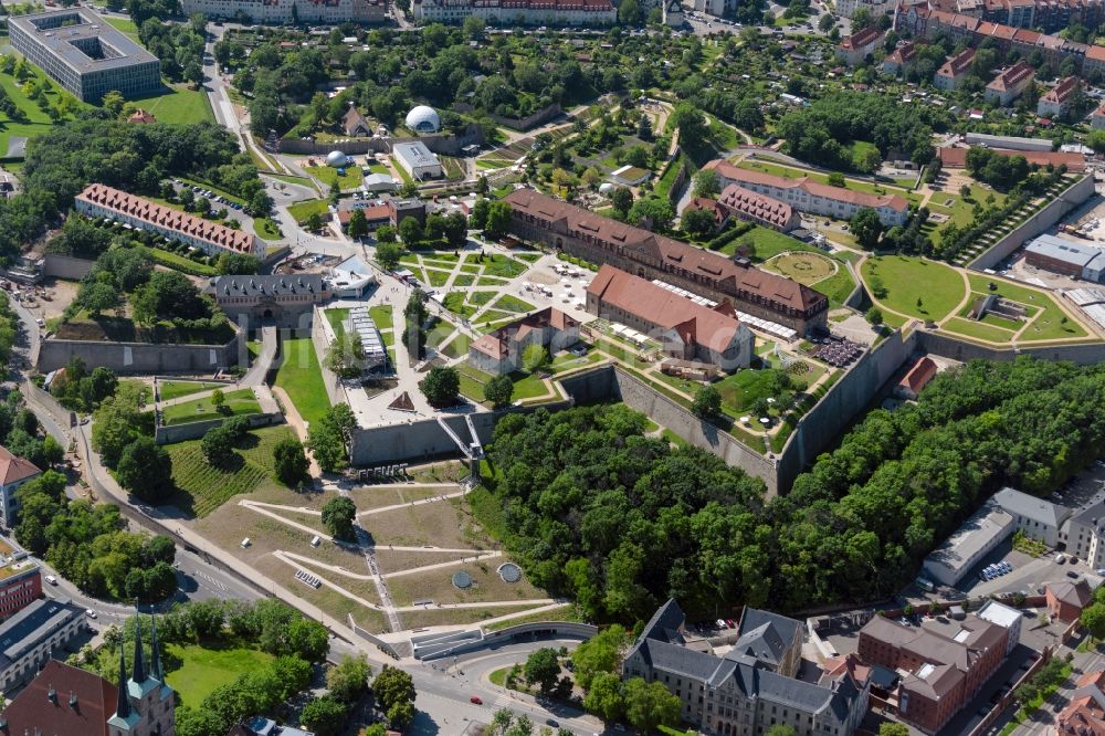 Luftbild Erfurt - Zitadelle am Petersberg Entree der BUGA Erfurt 2021 in Erfurt im Bundesland Thüringen, Deutschland