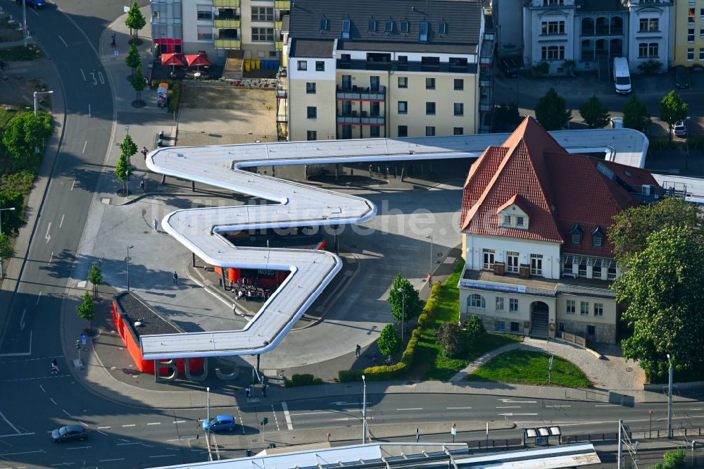 Luftbild Jena - ZOB Omnibus- Bahnhof der Verkehrsbetriebe in Jena im Bundesland Thüringen, Deutschland
