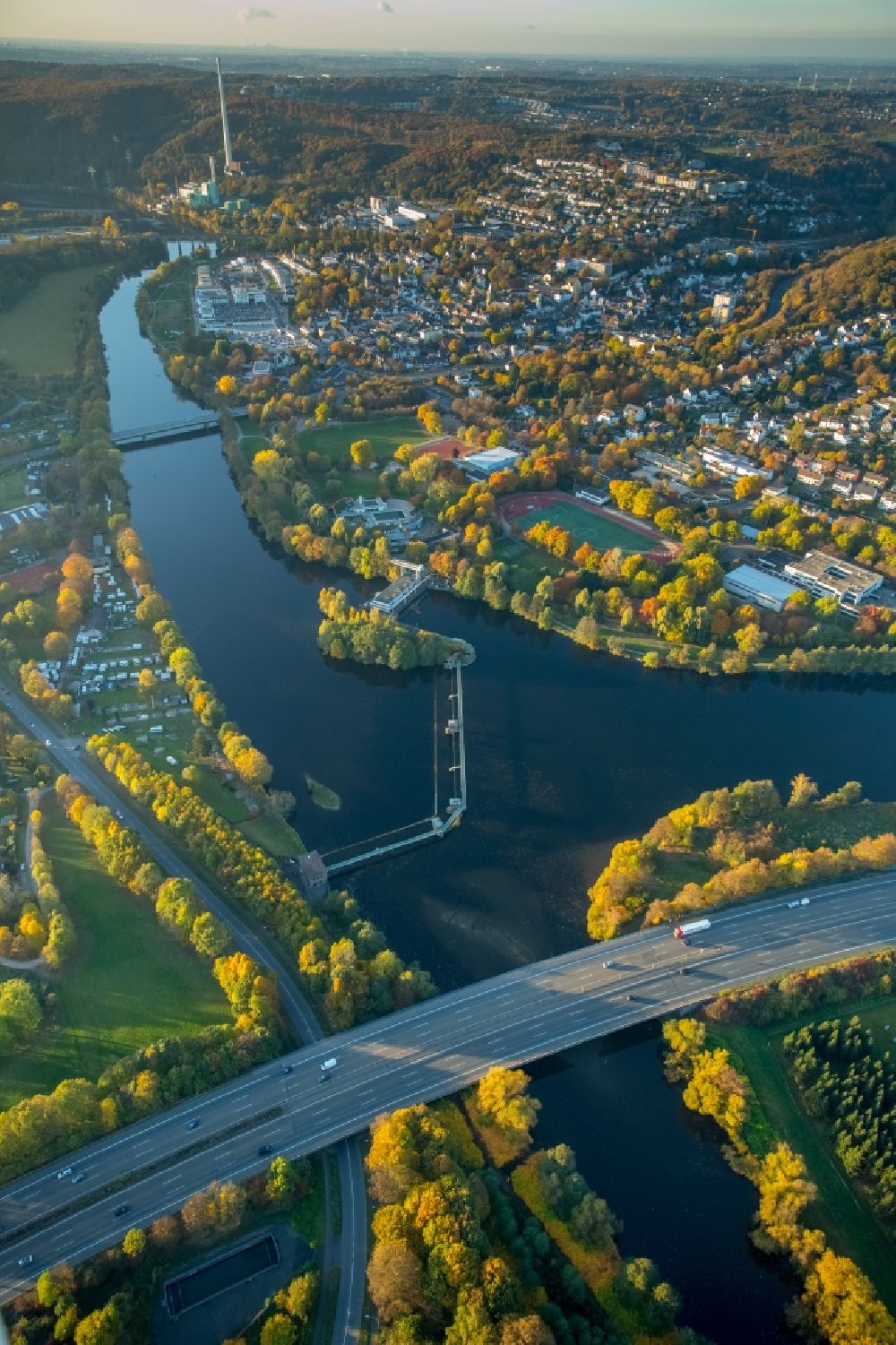 Luftaufnahme Herdecke - Zusammenfluss von Ruhr und Volme in Herdecke im Bundesland Nordrhein-Westfalen