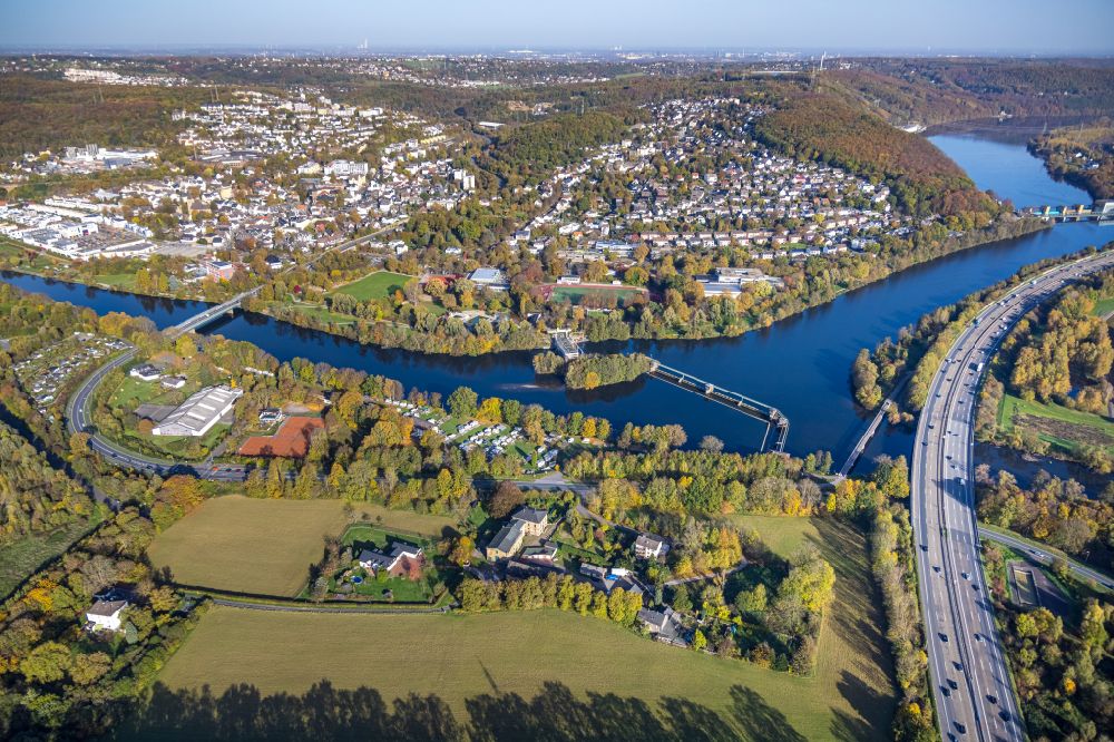 Luftbild Herdecke - Zusammenfluss von Ruhr und Volme in Herdecke im Bundesland Nordrhein-Westfalen