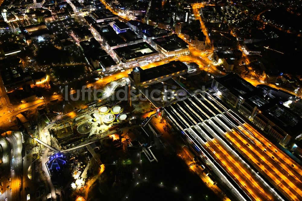 Nachtluftbild Stuttgart - Nachtluftbild Bauarbeiten Stuttgart 21 am Hauptbahnhof in Stuttgart im Bundesland Baden-Württemberg