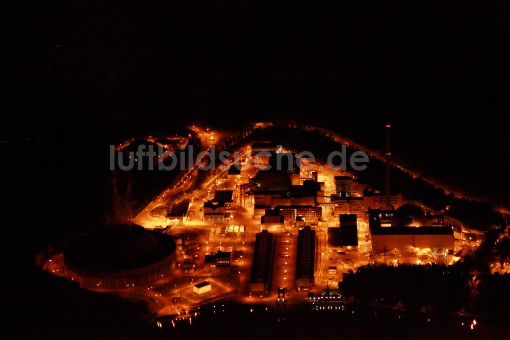 Nachtluftbild Neckarwestheim - Nachtluftbild des nächtlichen Kernkraftwerk in Neckarwestheim