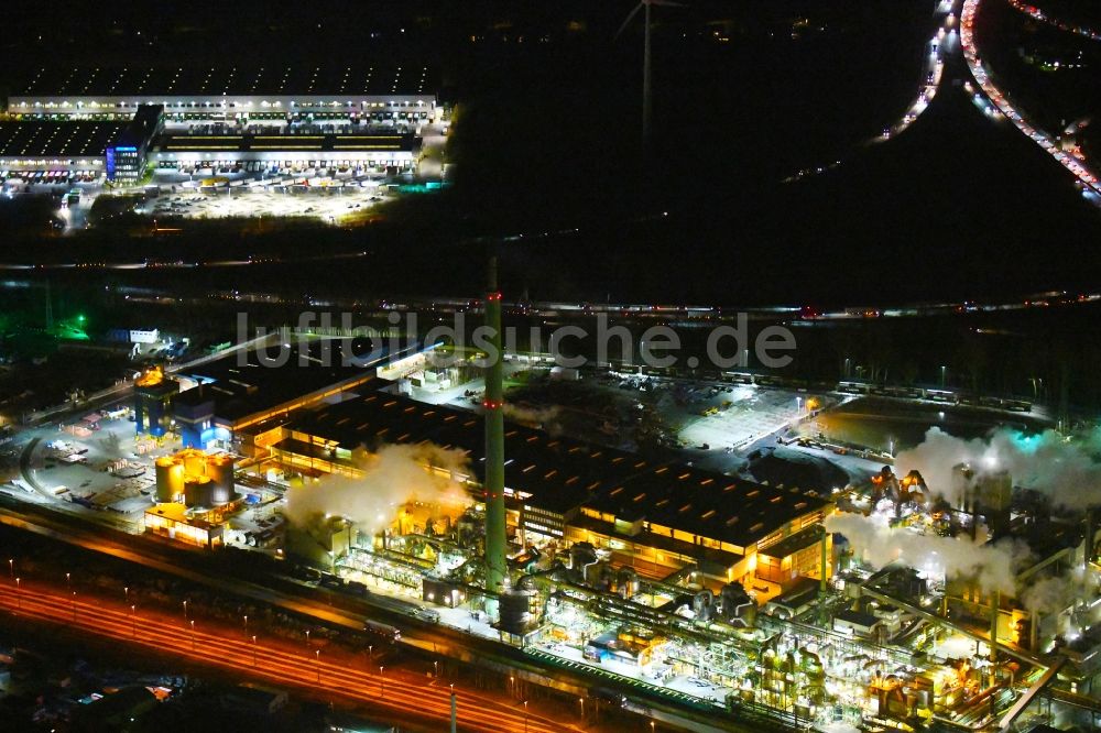 Nacht-Luftaufnahme Hamburg - Nachtluftbild des Werksgelände am Müggenburger Hauptdeich in Hamburg, Deutschland