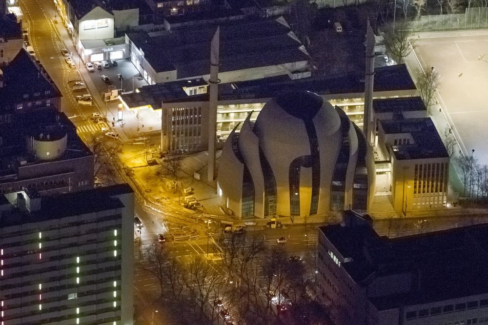 Nachtluftbild Köln - Nachtluftbild Gebäude der DITIB-Zentralmoschee in Köln Nordrhein-Westfalen