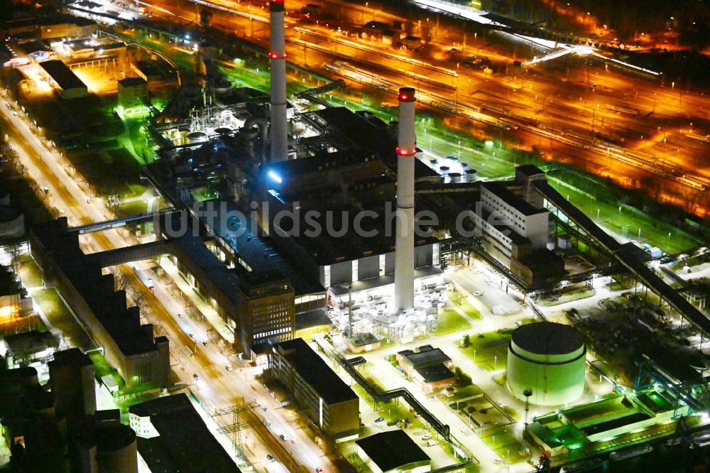 Nachtluftbild Berlin - Nachtluftbild Heizkraftwerk Klingenberg in Berlin- Rummelsburg