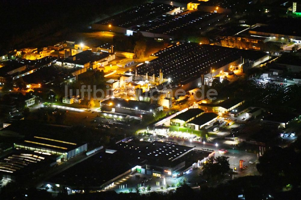 Münster bei Nacht von oben - Nachtluftbild Industrie- und Gewerbegebiet in Münster im Bundesland Nordrhein-Westfalen, Deutschland