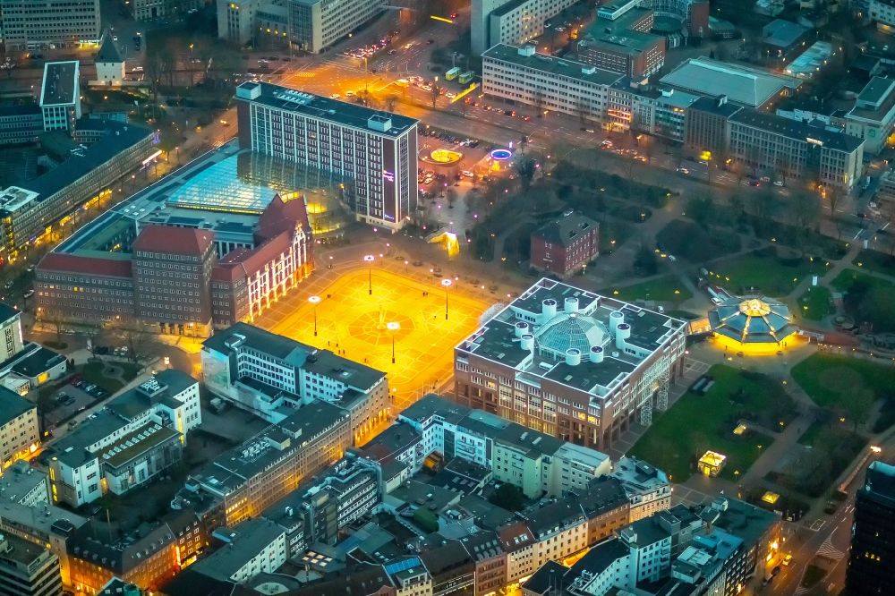 Nachtluftbild Dortmund - Nachtluftbild Innenstadtbereich in Dortmund im Bundesland Nordrhein-Westfalen, Deutschland