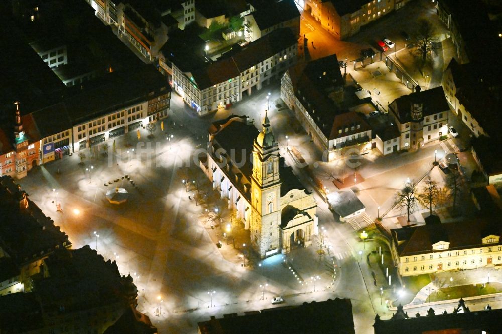 Nacht-Luftaufnahme Eisenach - Nachtluftbild Kirchengebäude Georgenkirche in Eisenach im Bundesland Thüringen, Deutschland