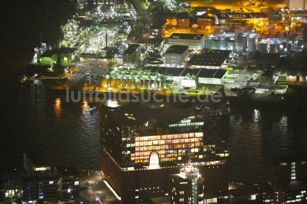 Nachtluftbild Hamburg - Nachtluftbild Konzerthaus Elbphilharmonie in Hamburg