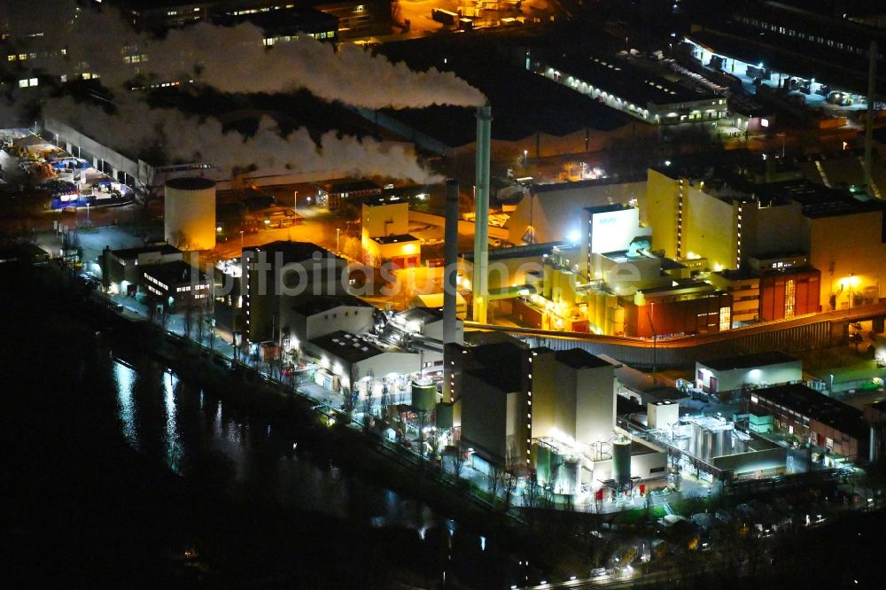 Nachtluftbild Hamburg - Nachtluftbild Kraftwerksanlagen des Heizkraftwerkes der Müllverbrennungsanlage in Billbrook in Hamburg, Deutschland