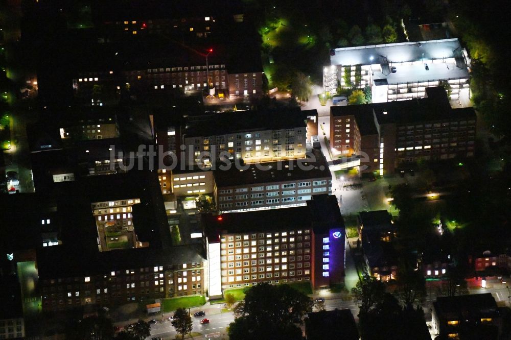 Nacht-Luftaufnahme Münster - Nachtluftbild Krankenhauses St. Franziskus-Hospital im Ortsteil St. Mauritz in Münster im Bundesland Nordrhein-Westfalen, Deutschland