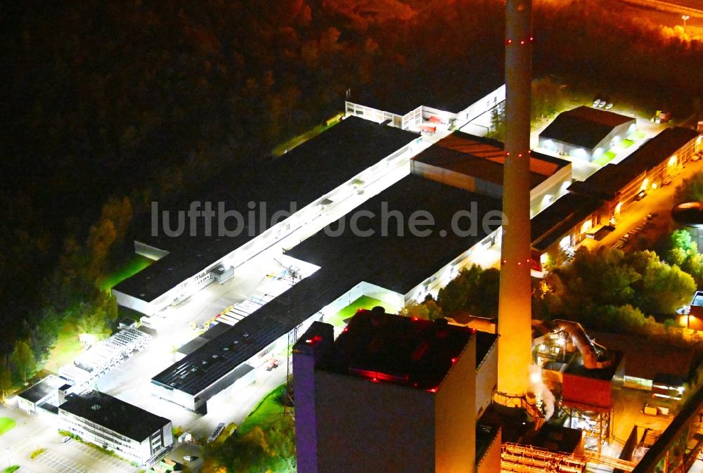 Nacht-Luftaufnahme Bexbach - Nachtluftbild Lagerhauskomplex- Gebäude im Gewerbegebiet an der Grubenstraße in Bexbach im Bundesland Saarland, Deutschland