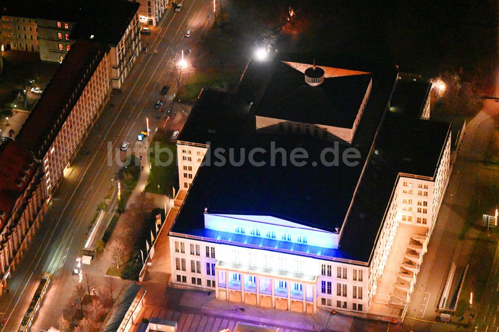 Nachtluftbild Leipzig - Nachtluftbild Opernhaus in Leipzig im Bundesland Sachsen, Deutschland
