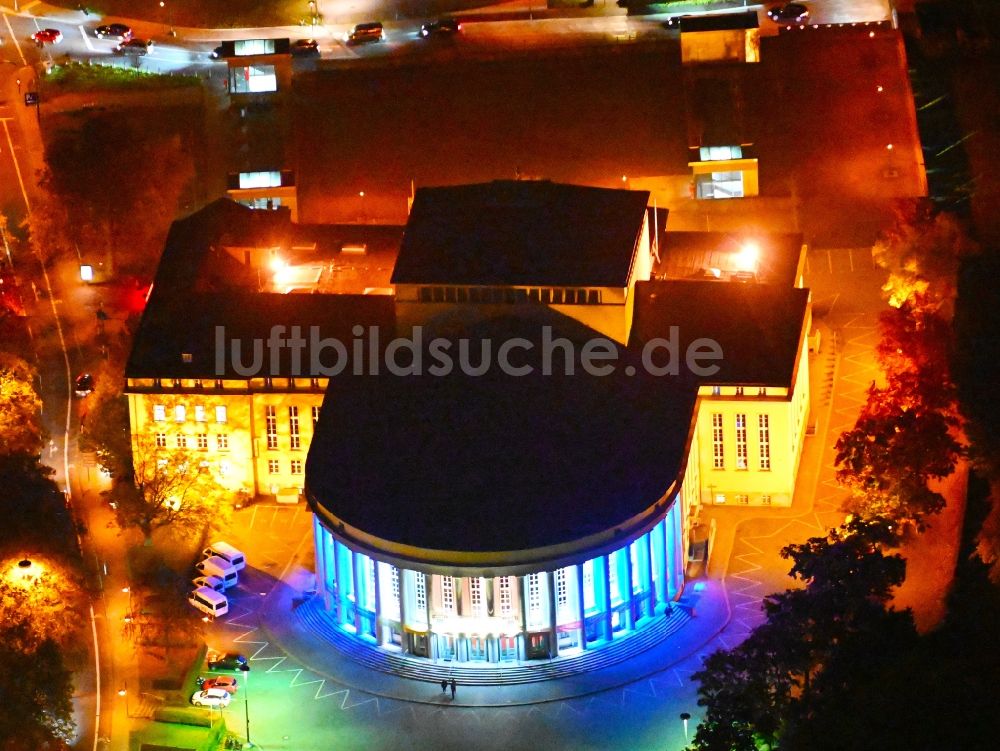Nachtluftbild Saarbrücken - Nachtluftbild Opernhaus Saarländisches Staatstheater in Saarbrücken im Bundesland Saarland, Deutschland