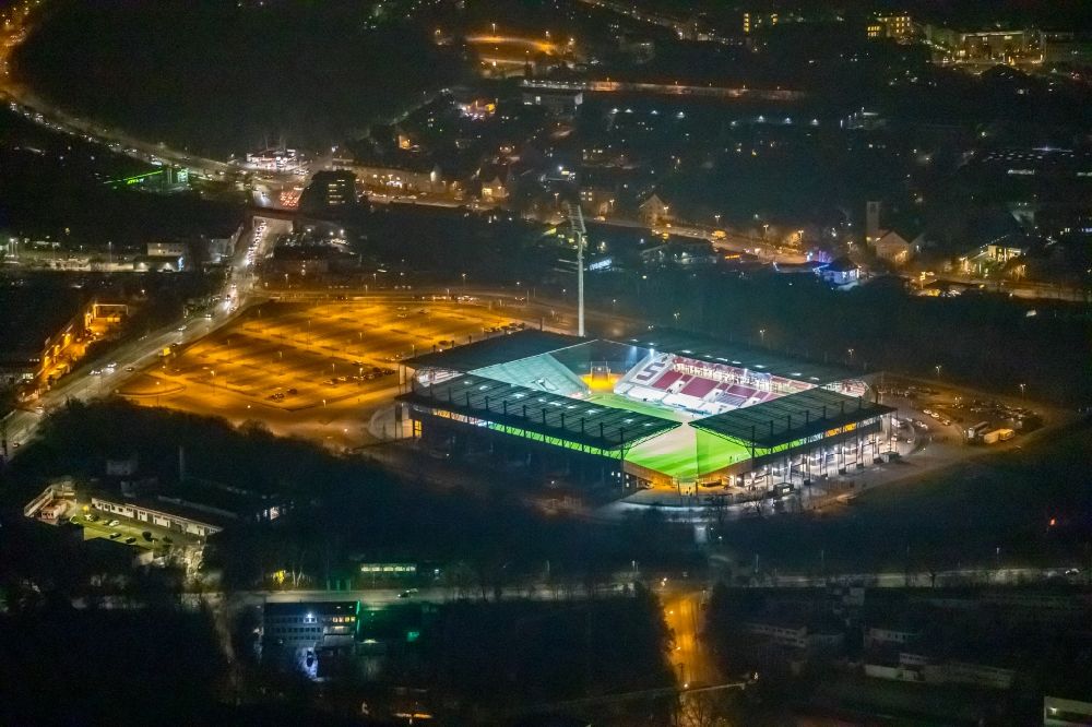 Nachtluftbild Essen - Nachtluftbild RWE - Rot-Weiß Stadion in Essen im Bundesland Nordrhein-Westfalen