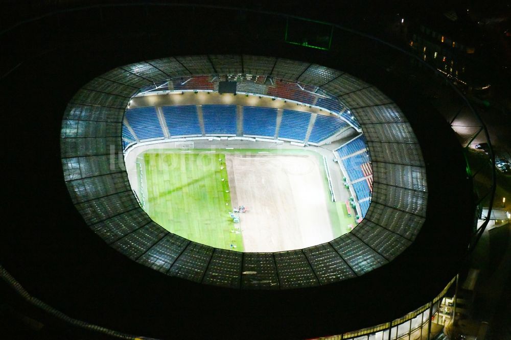 Nachtluftbild Hannover - Nachtluftbild Stadion der HDI Arena im Stadtteil Calenberger Neustadt von Hannover in Niedersachsen