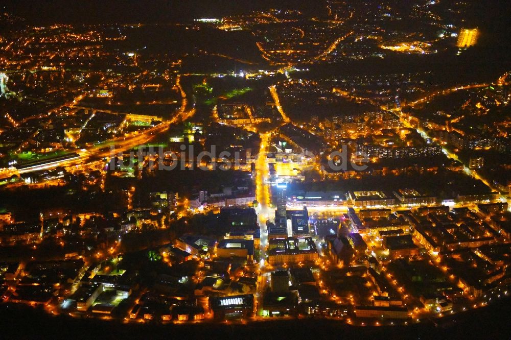 Frankfurt (Oder) bei Nacht aus der Vogelperspektive: Nachtluftbild Stadtansicht des Innenstadtbereiches in Frankfurt (Oder) im Bundesland Brandenburg, Deutschland