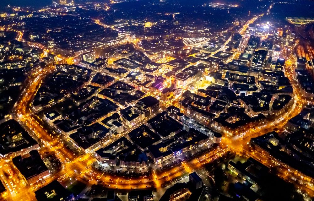 Nachtluftbild Dortmund - Nachtluftbild Stadtzentrum im Innenstadtbereich in Dortmund im Bundesland Nordrhein-Westfalen, Deutschland