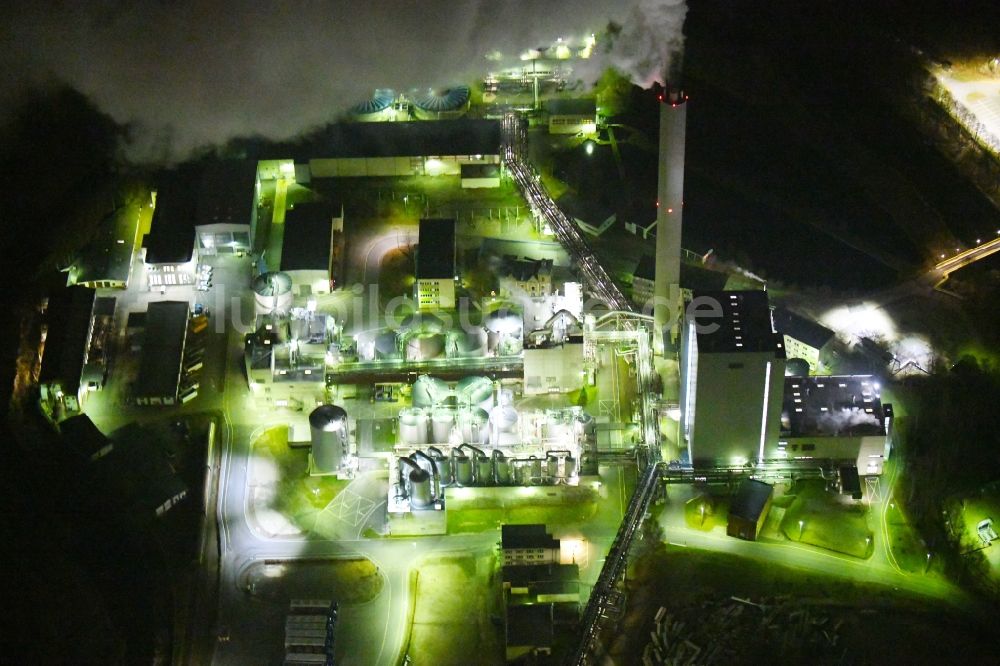 Nachtluftbild Blankenstein - Nachtluftbild Werksgelände der Zellstoff- und Papierfabrik Rosenthal in Blankenstein im Bundesland Thüringen, Deutschland