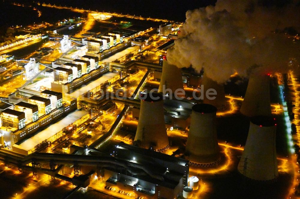 Nachtluftbild Teichland - Nachtluftbild Wärmekraftwerk Jänschwalde im Bundesland Brandenburg