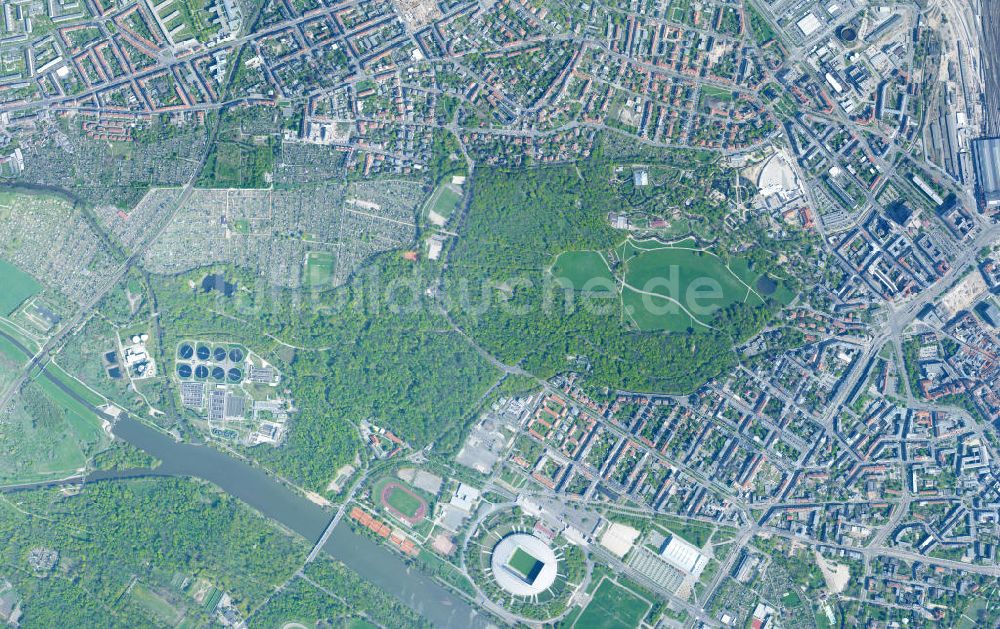 Senkrecht-Luftbild Leipzig - Senkrechtluftbild auf das Gelände des in Red Bull Arena umbenannten Zentralstadion in Leipzig