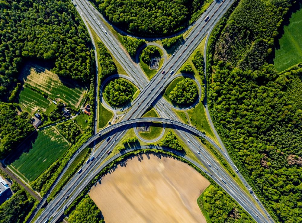 Senkrecht-Luftbild Münster - Senkrechtluftbild Autobahnkreuz der BAB A43 - A1 Kreuz Münster-Süd in Münster im Bundesland Nordrhein-Westfalen, Deutschland