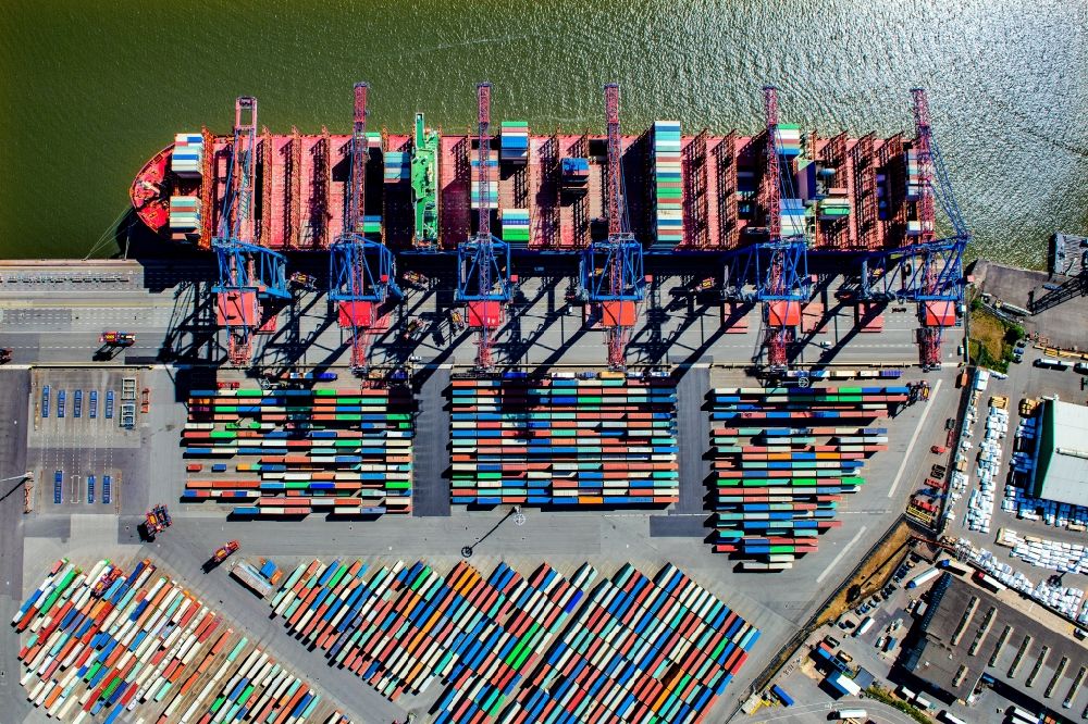 Senkrecht-Luftbild Hamburg - Senkrechtluftbild Containerterminal Tollerort im Containerhafen des Überseehafen im Stadtteil Steinwerder in Hamburg