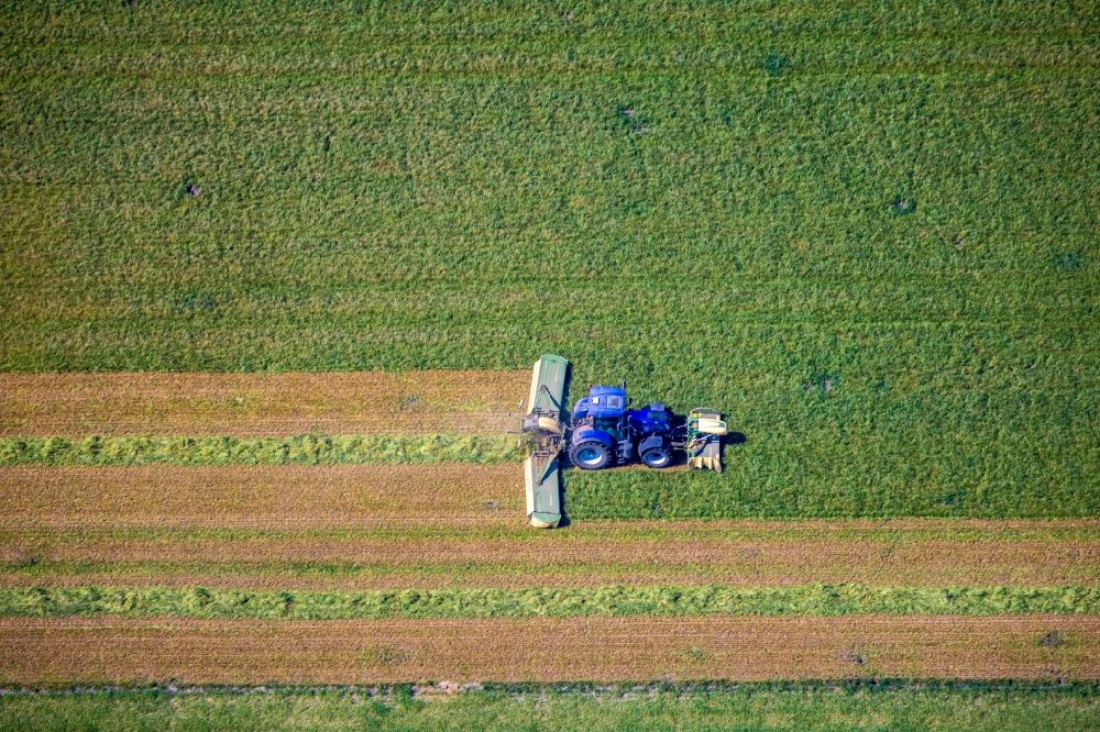 Senkrecht-Luftbild Drevenack - Senkrechtluftbild Ernteeinsatz auf landwirtschaftlichen Feldern in Drevenack im Bundesland Nordrhein-Westfalen, Deutschland