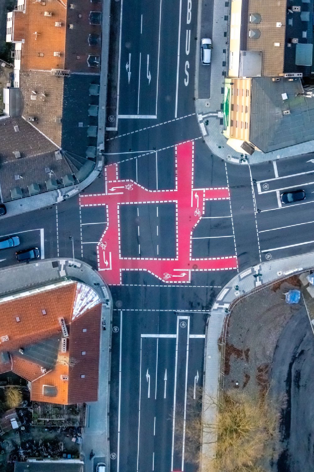 Senkrecht-Luftbild Witten - Senkrechtluftbild Kreuzung mit Fahrradspuren Ardeystraße - Pferdebachstraße in Witten im Bundesland Nordrhein-Westfalen, Deutschland