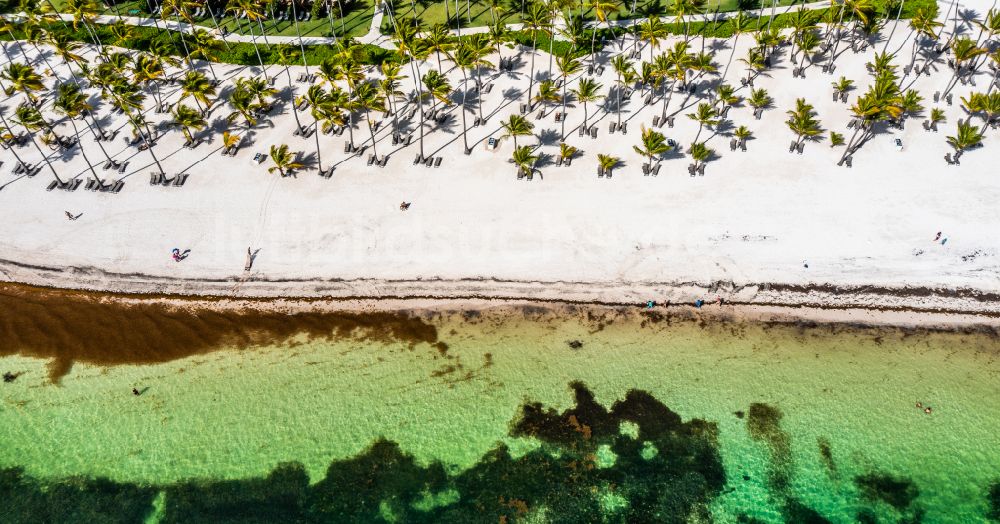 Senkrecht-Luftbild Punta Cana - Senkrechtluftbild Sandstrand- Landschaft Karibisches Meer in Punta Cana in La Altagracia, Dominikanische Republik